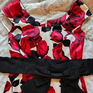 White House Black Market Red and Black Floral Dress